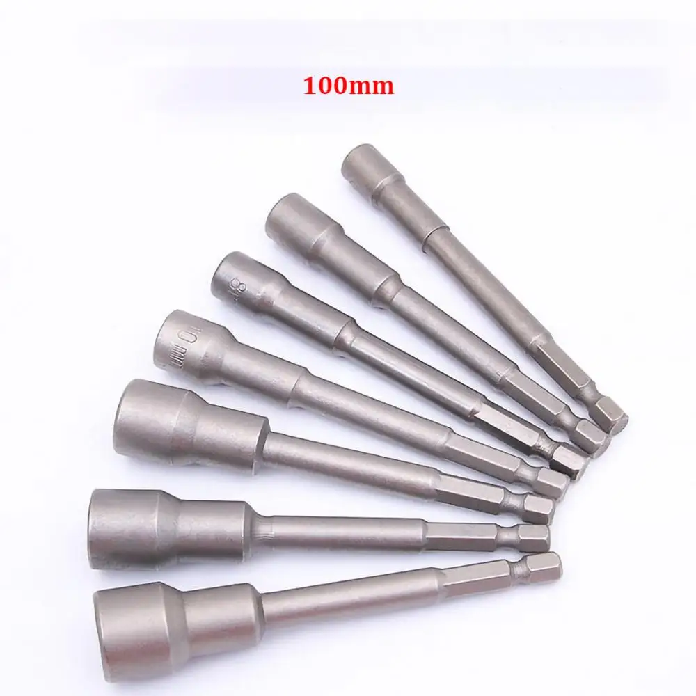 Broca de destornillador eléctrico con vástago de 1/4 ", tuerca hexagonal magnética, longitud de 65mm, 80mm, 100mm, 150mm, 6mm - 19mm