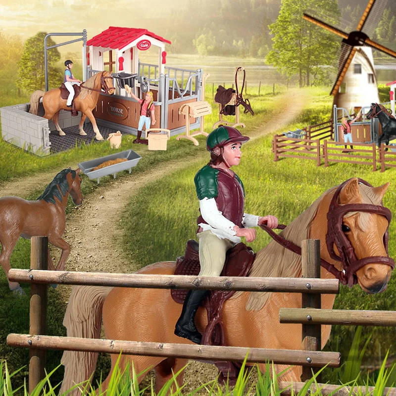 HOT Equestrian Knight Rider Animal Horse Models Action & Toys ​Figures Solid Appaloosa Harvard Hannover Clydesdale Christmas Gif