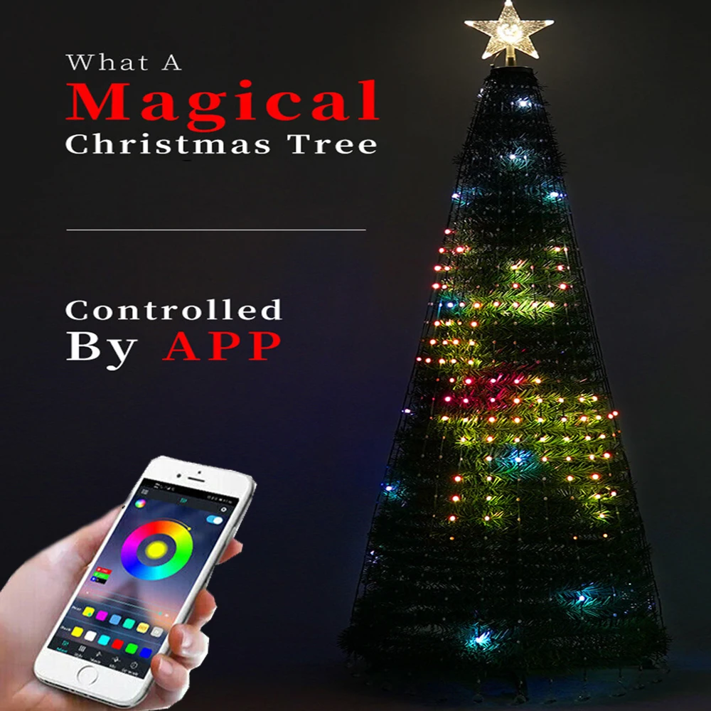 Christmas Artificial Tree with LED Light, DIY Animation, Voice Control, Tuya B App, Point Control Beads, RGB Magic Light, SK6812