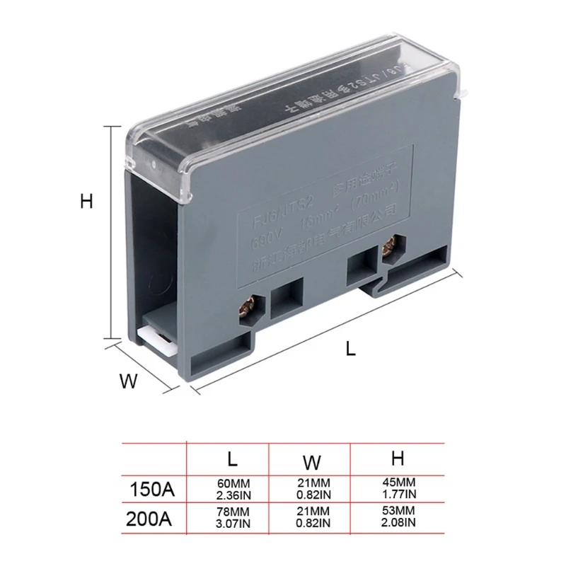 150A/200A Din Terminal Block Distribution Box in Multiple out Universal Power Junction Box for Circuit Breaker