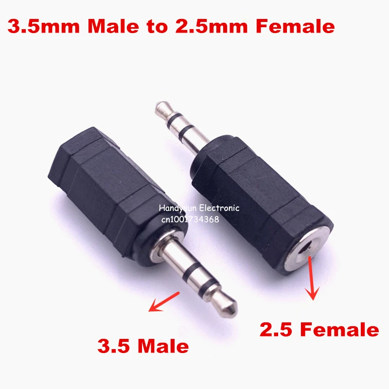 

100pcs wholesale good quality TRS Headphone Audio plug 3.5mm Male to 2.5mm Female Audio Connector Headphone converter Adapter