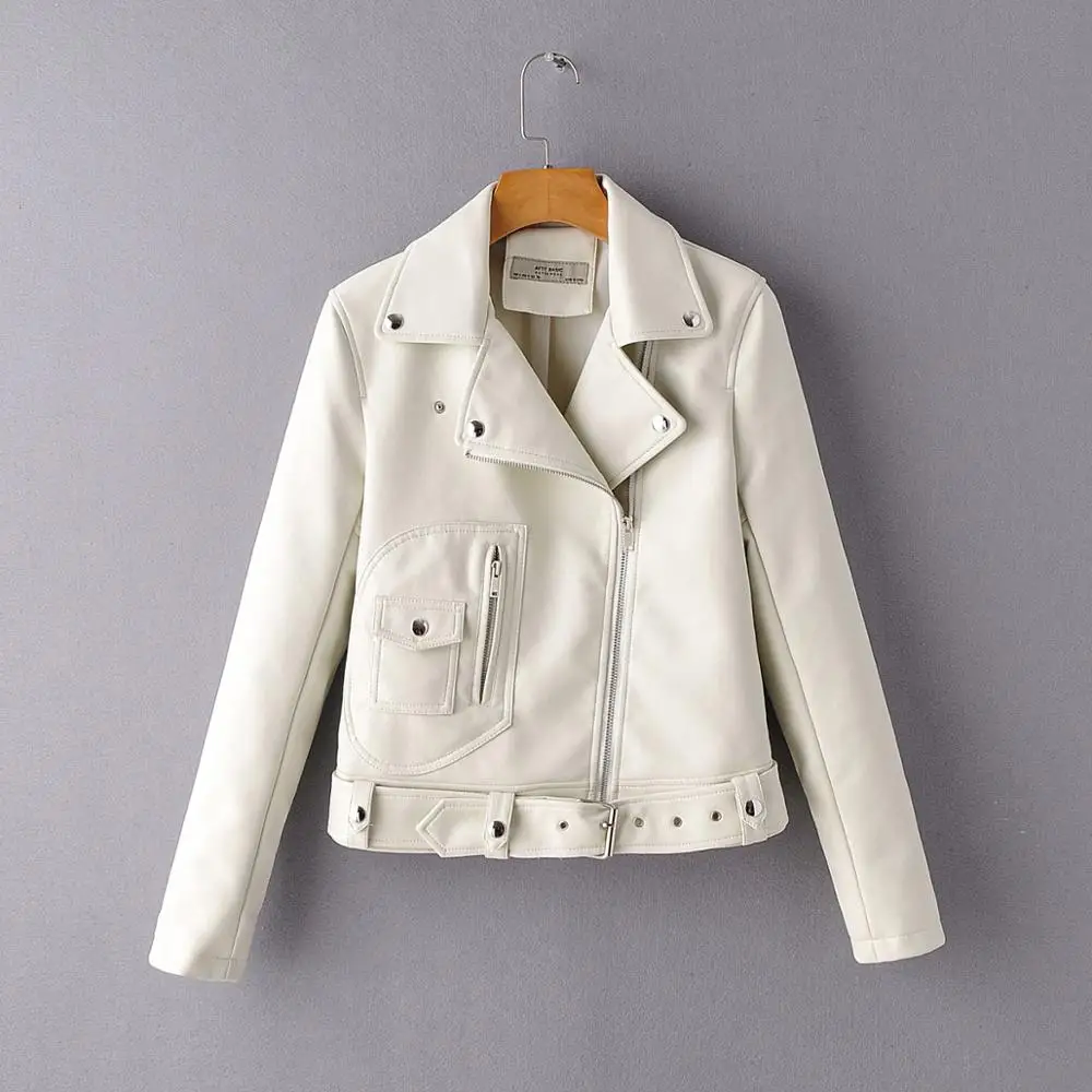 New Arrival Novel brand Winter Autumn Motorcycle leather jackets White leather jacket women leather coat slim PU jacket Leather