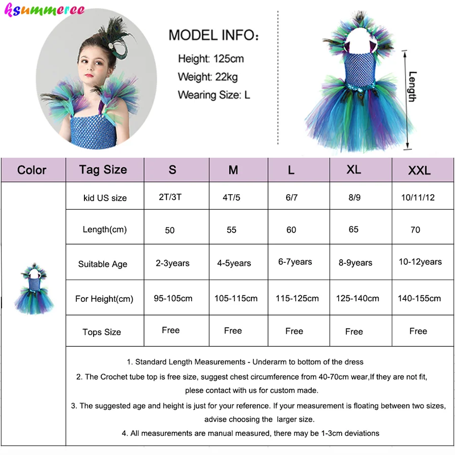 Couture Royal Peacock Girls Tutu Dress with Feather Clip Peacock Bird Carnival Fancy Dress for Kid Halloween Party Purim Costume