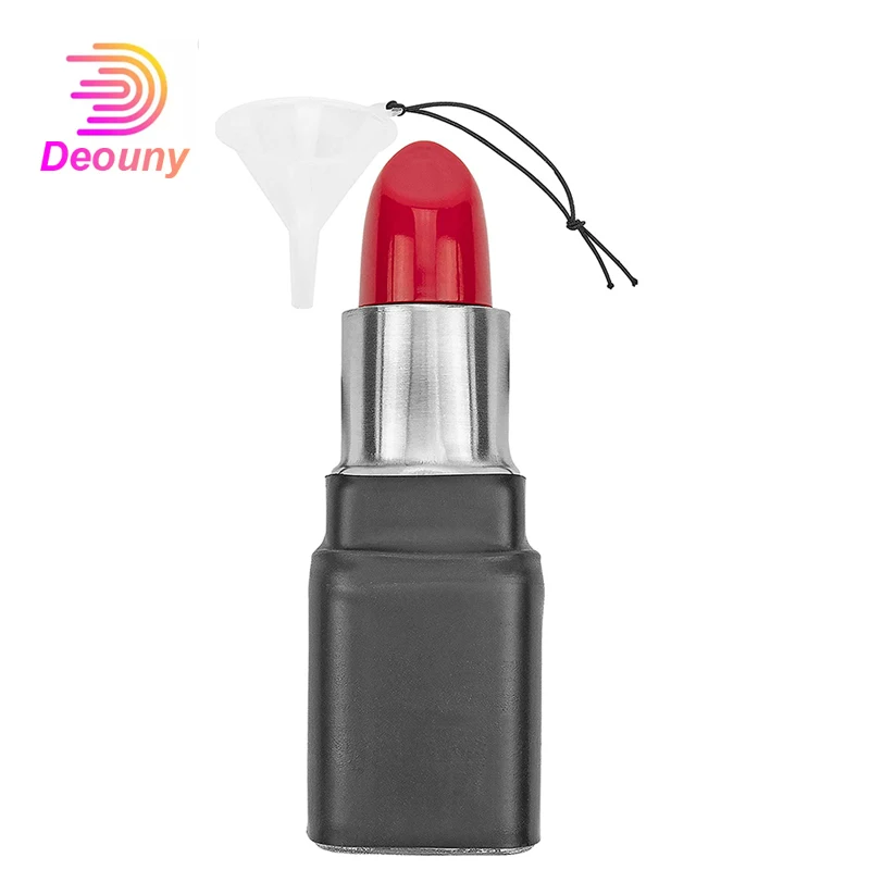 DEOUNY Red Lipstick Stainless Steel Rum Alcohol Flask 4OZ Fairly Odd Novelties Funny Beauty Fashion Hip Flask Drinking Gag Gift