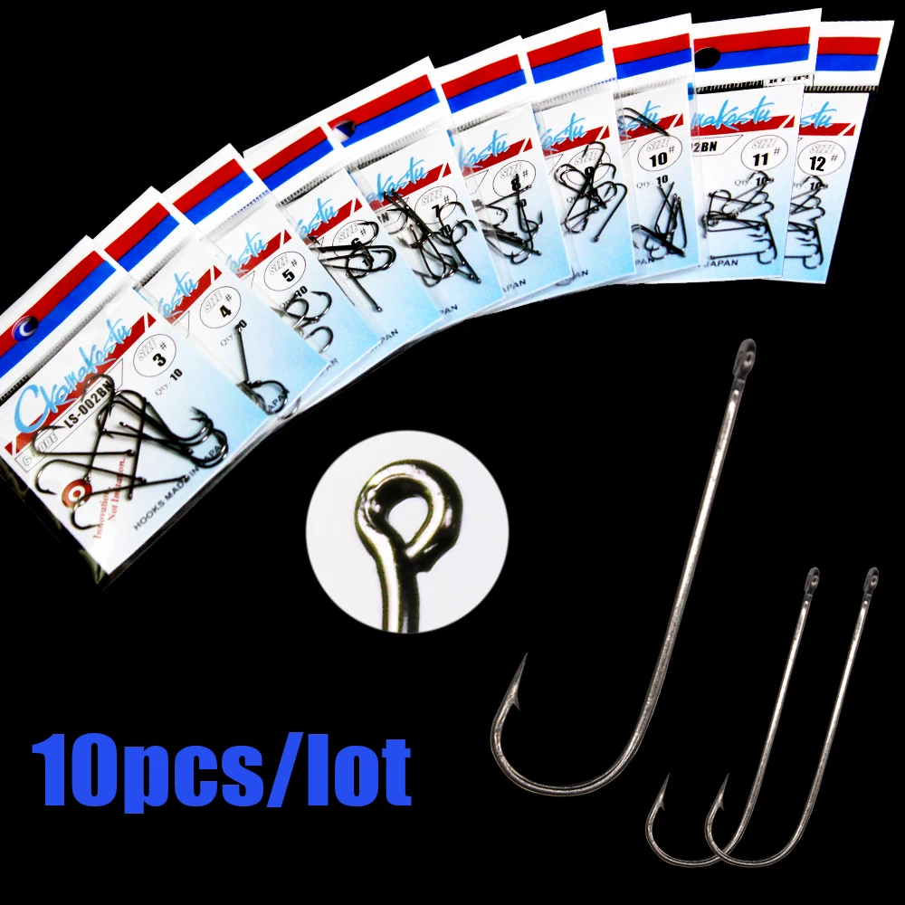 30Pcs/Lot LS002BN Different Sizes Of Fish Hooks High Carbon Steel Sharp Long Handle Round Elbow Hook