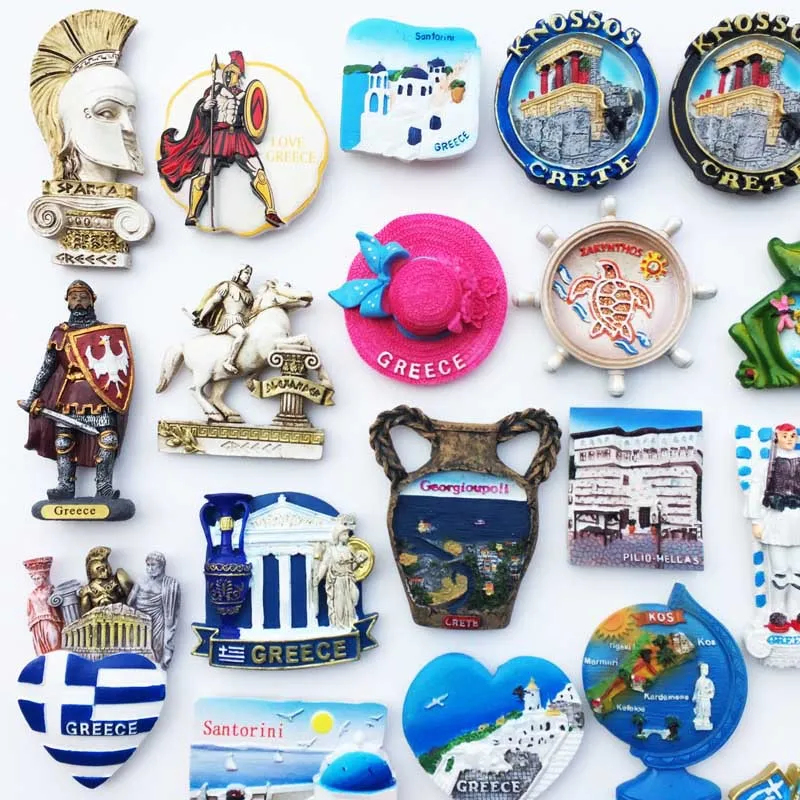 Greece Santorini Crete Shipwreck Tolo Hellas Athens Souvenirs 3D Refrigerators Fridge Magnets Wall Board Magnetic Stickers