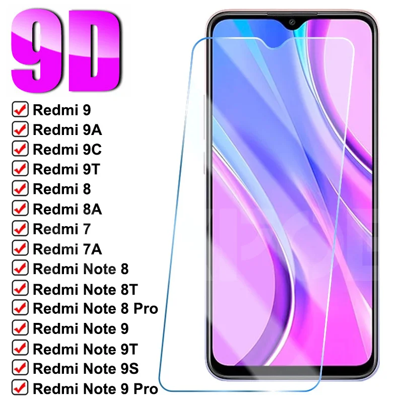 9D Tempered Glass For Xiaomi Redmi 9 9A 9C 9T 8 8A 7 7A Safety Protective Glass Redmi Note 9T 8S 9S 9 8 7 Pro Screen Protector