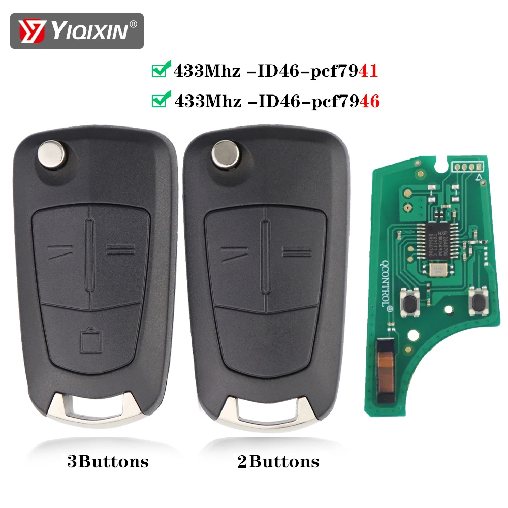 YIQIXIN Flip 2/3Buttons Remote Car Key Fob For Opel Astra j H 2004-2009 Vectra C Corsa C Vivaro Zafira B 2005-2013 PCF7946 Chip