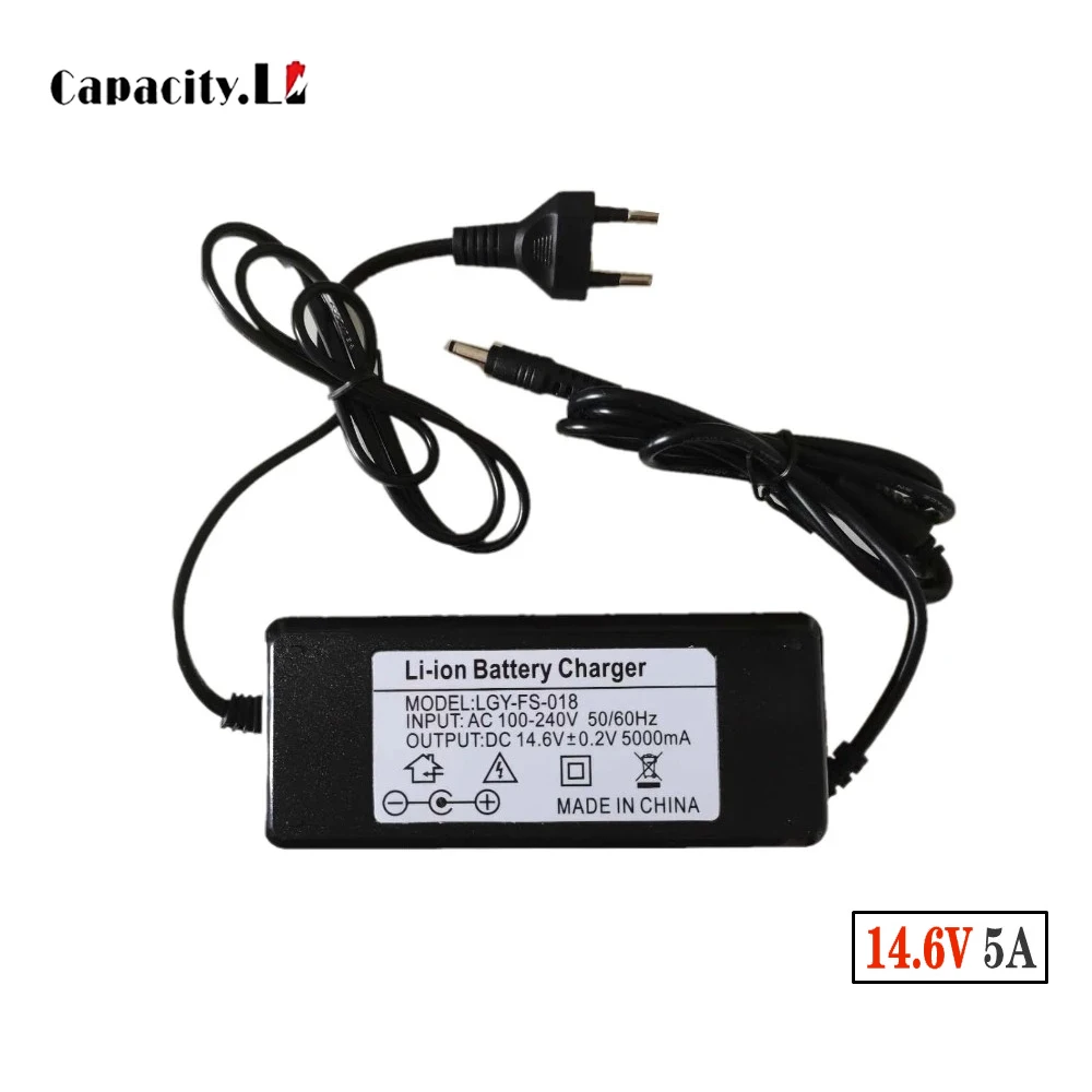Зарядное устройство 12 В, 14,6 В, 5 А, 10 А, адаптер зарядного устройства постоянного тока 5,5*2,1 мм, 18650, литиевый адаптер питания 12,6 В, 10 А, вилка европейского/американского стандарта