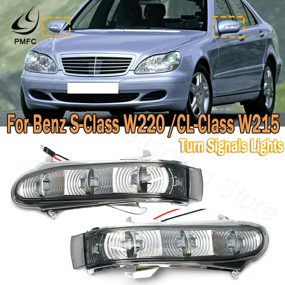 PMFC Side Mirror Turn SIgnal Light Car Rearview Mirror 7 LED For Mercedes Benz W220 1999 2000 2001 2002 W215 CL S S300 1999-2003