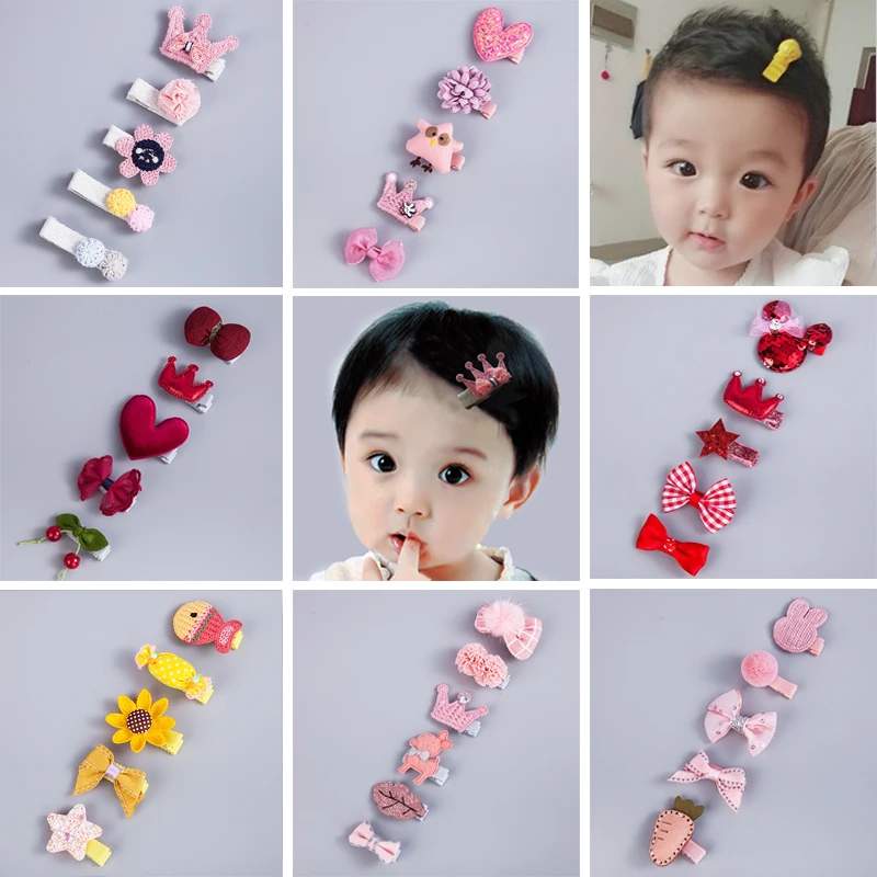 5PCS/lot Children's hairpin female trumpet cute princess crown broken hair bangs clip hairpin hair accessories for baby girl