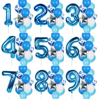 12pcs Boy Birthday Balloons Blue Latex Confetti Number Balloons Birthday Party Decoration Kids 1 2 3 4 5 6 7 8 9 10 Years Old