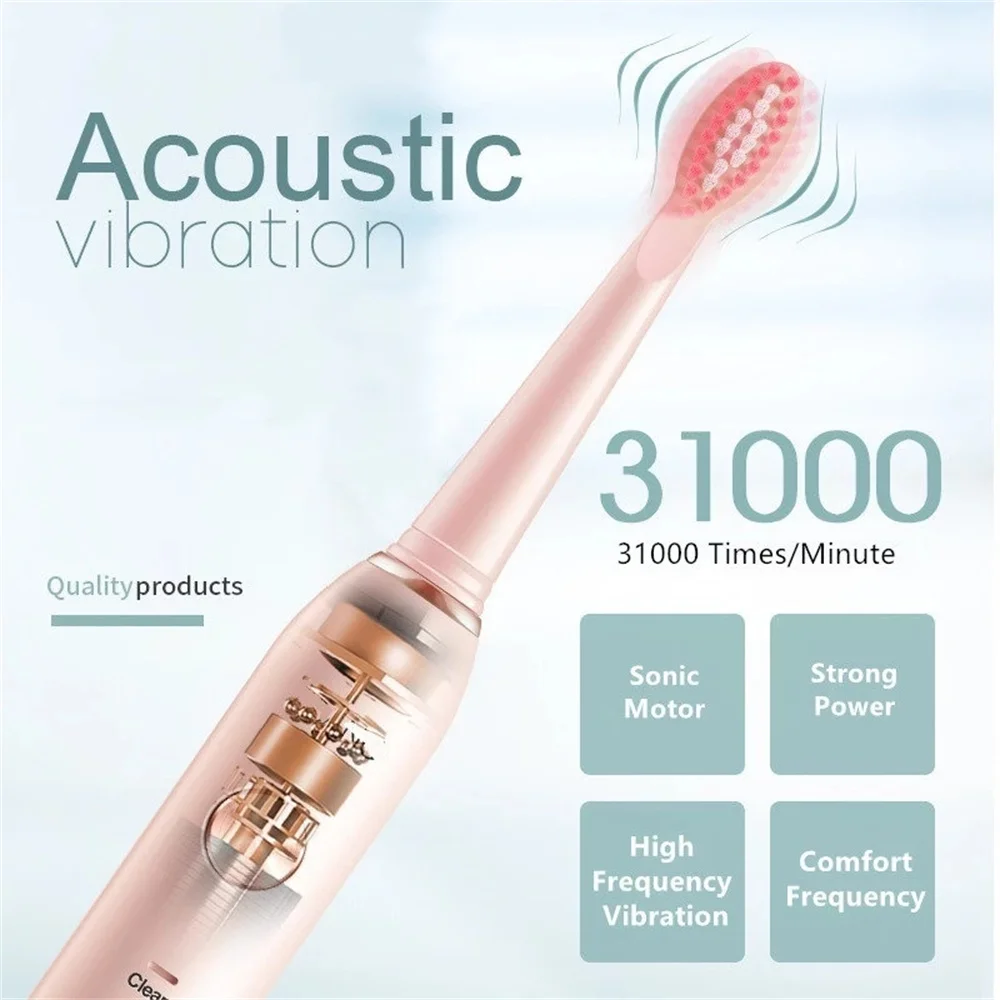 5 스마트 모드 소닉 전동 칫솔 지능형 시간 알림 전기 칫솔 USB 충전 음향 여행 칫솔