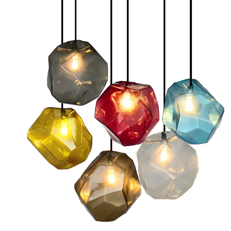 

Simple Stone glass pendant lights colorful indoor LED lamp The restaurant dining room bar cafe shop lighting Fixture AC110-265