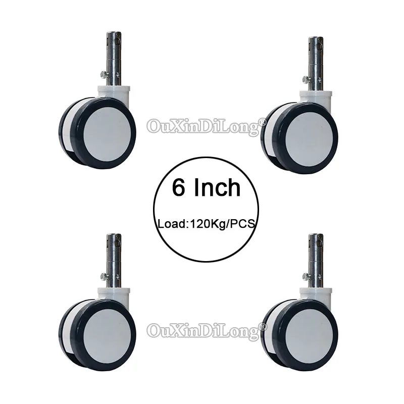 4PCS 6 Inch Medical Bed Casters,Plunge Double Disc Wheel,With Central Lock Precision Instrument Mute Wheels Load 120Kg/PCS GF245