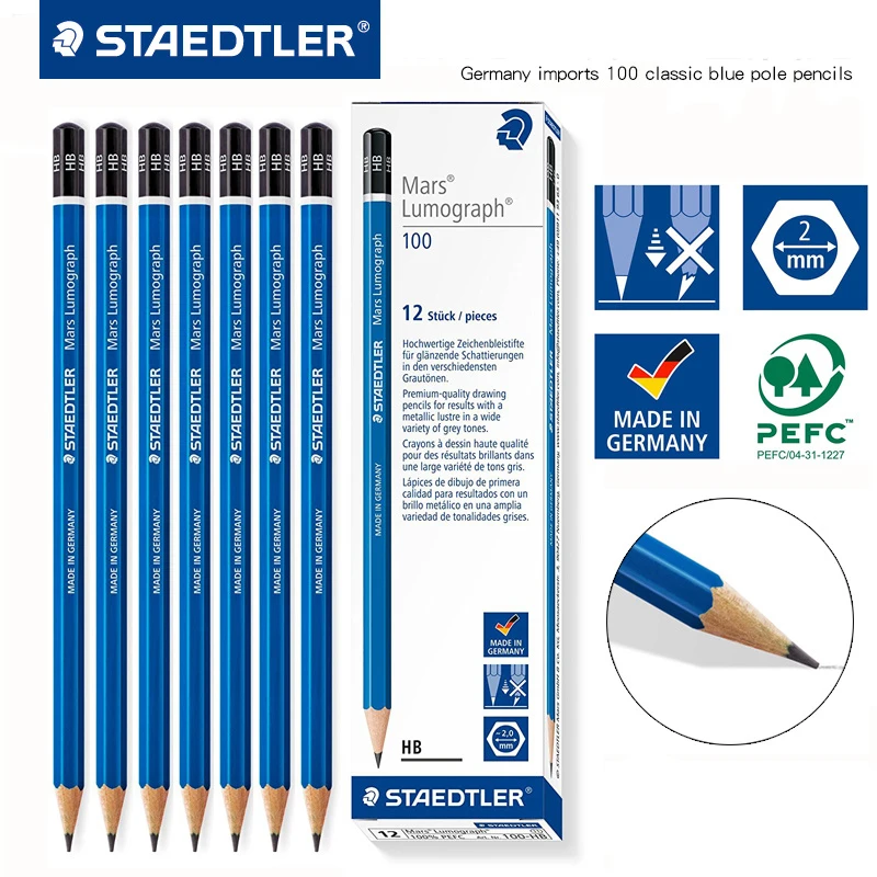 

Staedtler Mars Lumograph Art Drawing Pencils, 12 Pack Graphite Pencils in Break-Resistant Bonded Lead