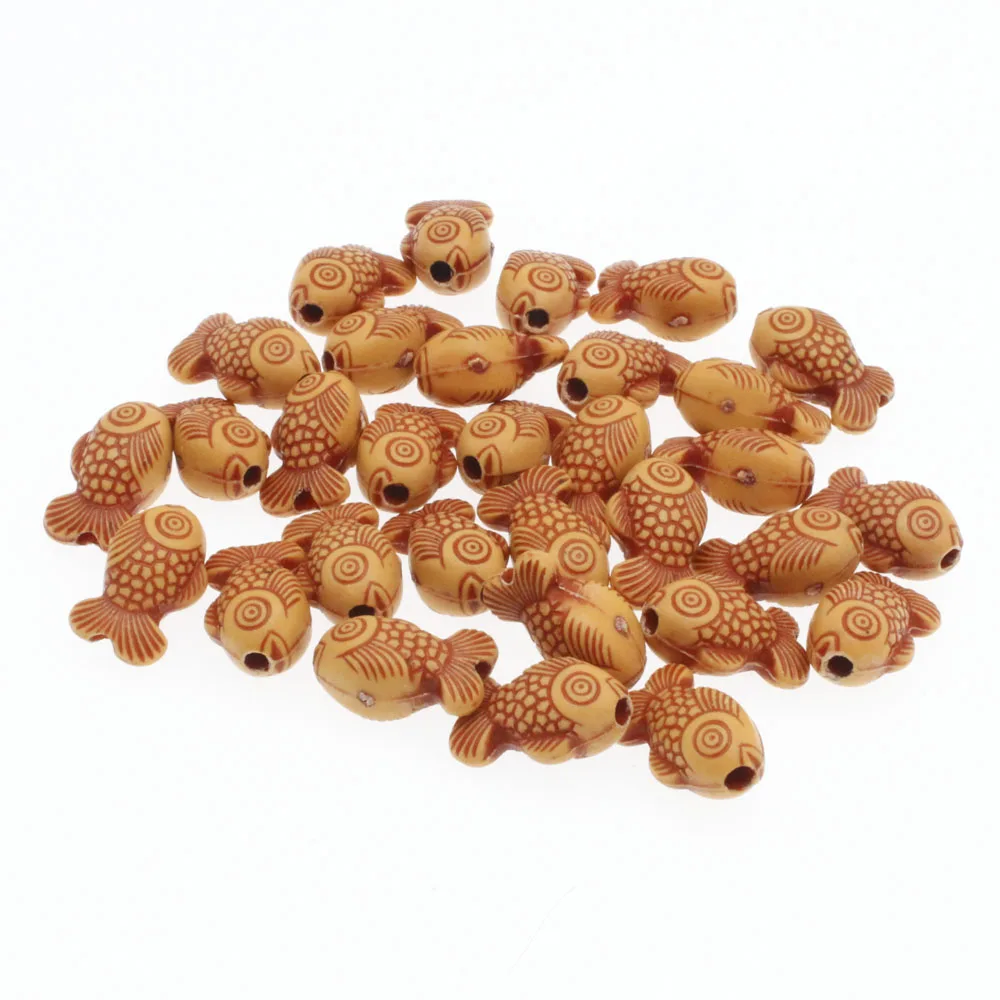 CHONGAI 30Pcs Acrylic Beads Imitation Wood Color Fish For Handmade DIY Necklace Bracelet Jewelry Making 17mm