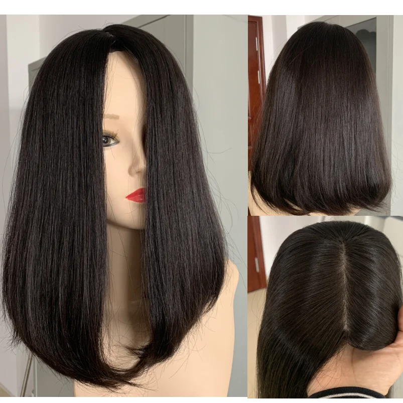 

European Hair Virgin Hair Jewish Wig Kosher Wigs Silk Top With Machine Made Weft Accept Customized Order 12 inch bob wig