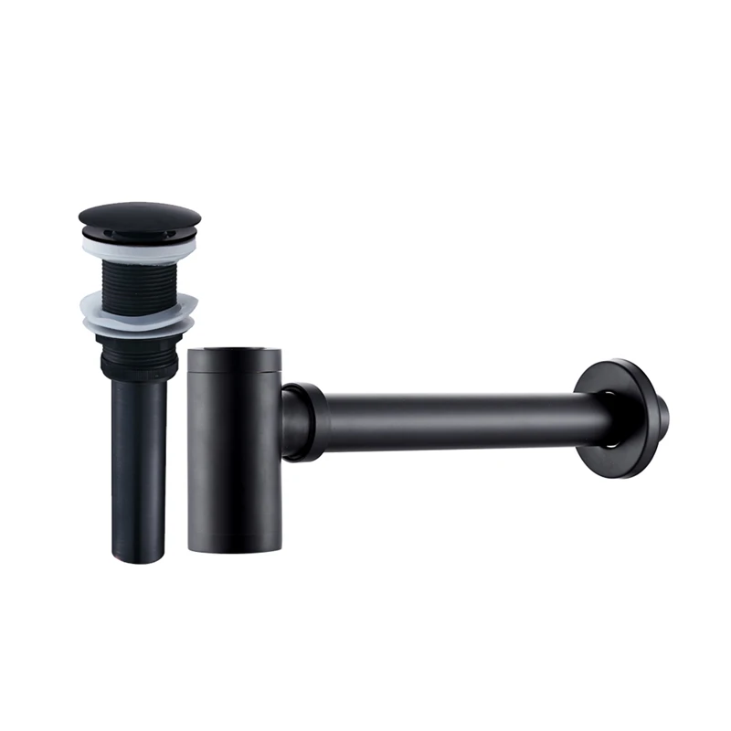 Basin Pop Up Drain Zwart Messing Badkamer Vanity Sink Sifon Brons Fles Val Met Pijp Drains Kit P-TRAP Afval Hardware