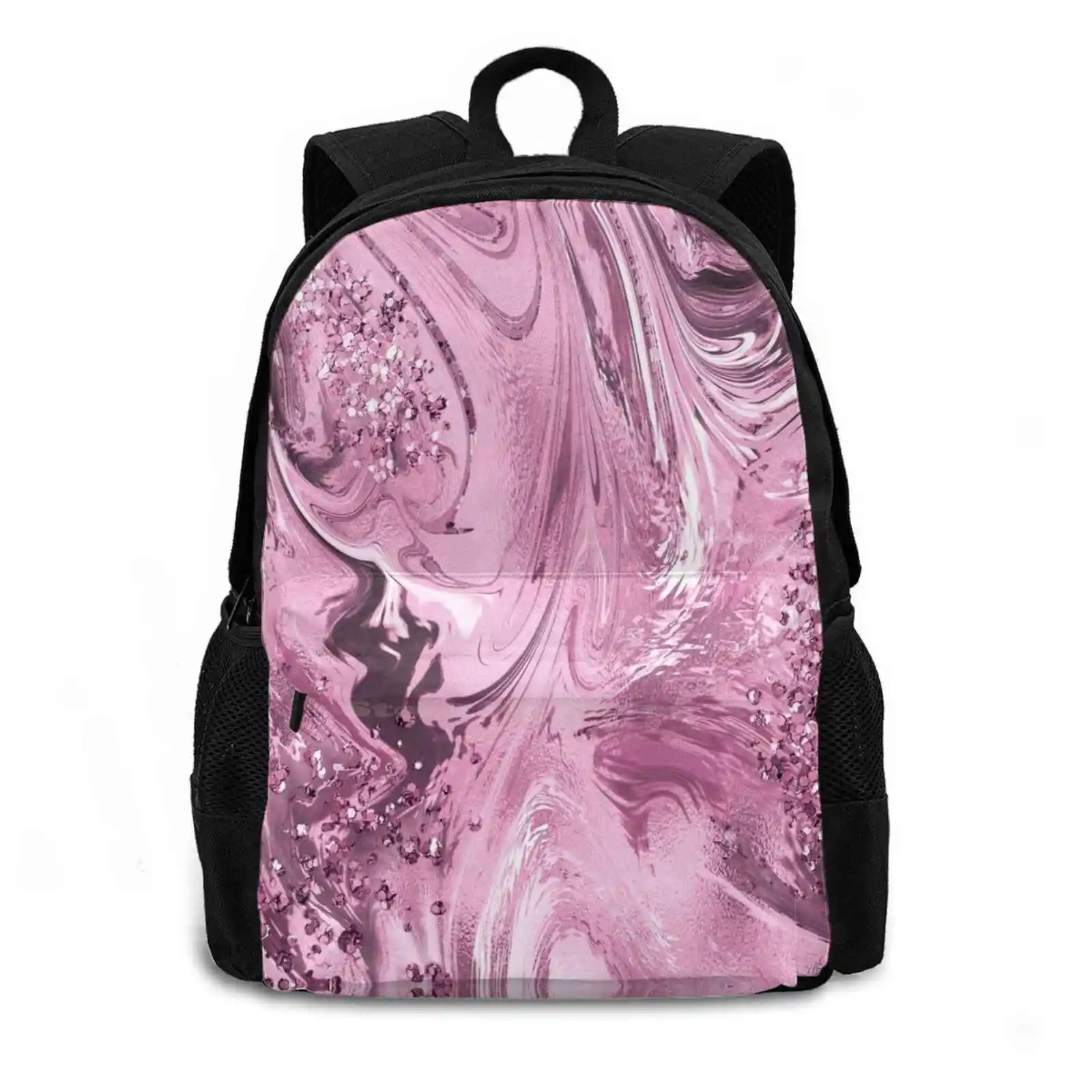 Liquid Texture Art With Glitter Detail Hot Sale Schoolbag Backpack Fashion Bags Liquid Texture Abstract Art Textures Pattern