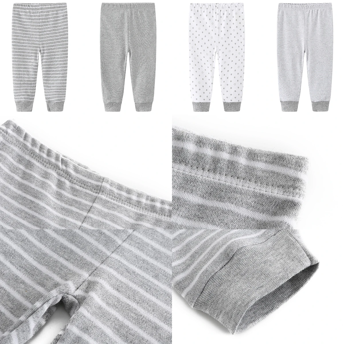 Newborn Baby Girl Boy Pants 4Pcs/sets Striped Baby Long Leggings Cotton Trousers Unisex Pantalones 0-12M roupas de bebe