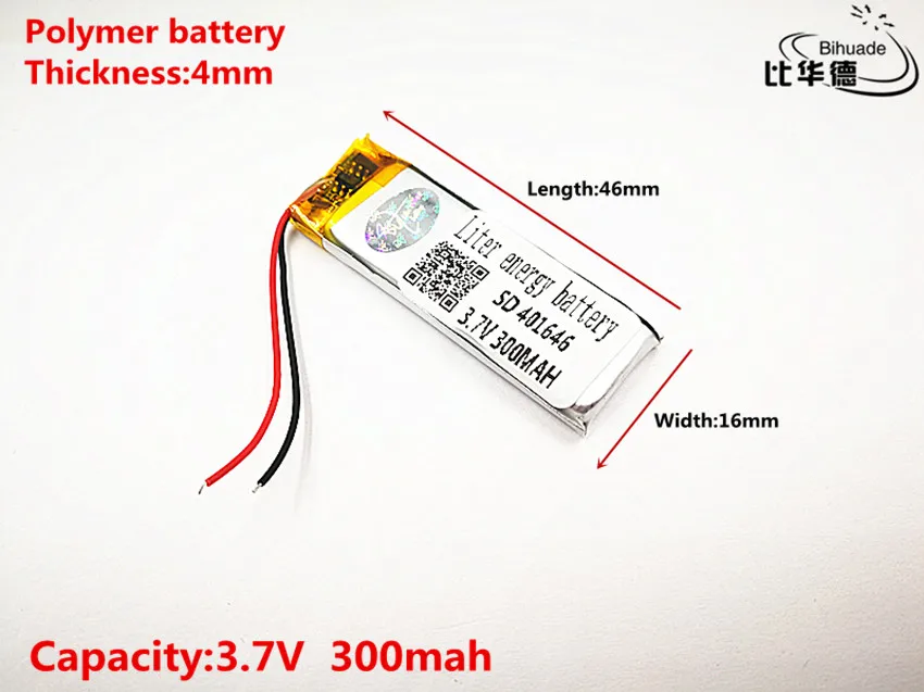 Liter energy battery Good Qulity 3.7V,300mAH,401646 Polymer lithium ion / Li-ion battery for TOY,POWER BANK,GPS,mp3,mp4