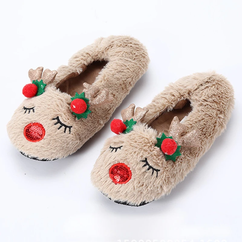 Christmas slippers Family women Warm Cute Slippers for home Elk Non-slip Best Slippers Women\'s winter shoes Cozy House Slippers