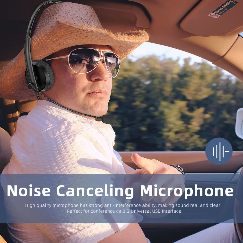 العالمي مكتب سماعة رأس سلكية مع إلغاء الضوضاء Mic USB + 3.5 مللي متر الصوت جاك سماعة قطعة واحدة الأذن ارتداء سماعة للاتصال