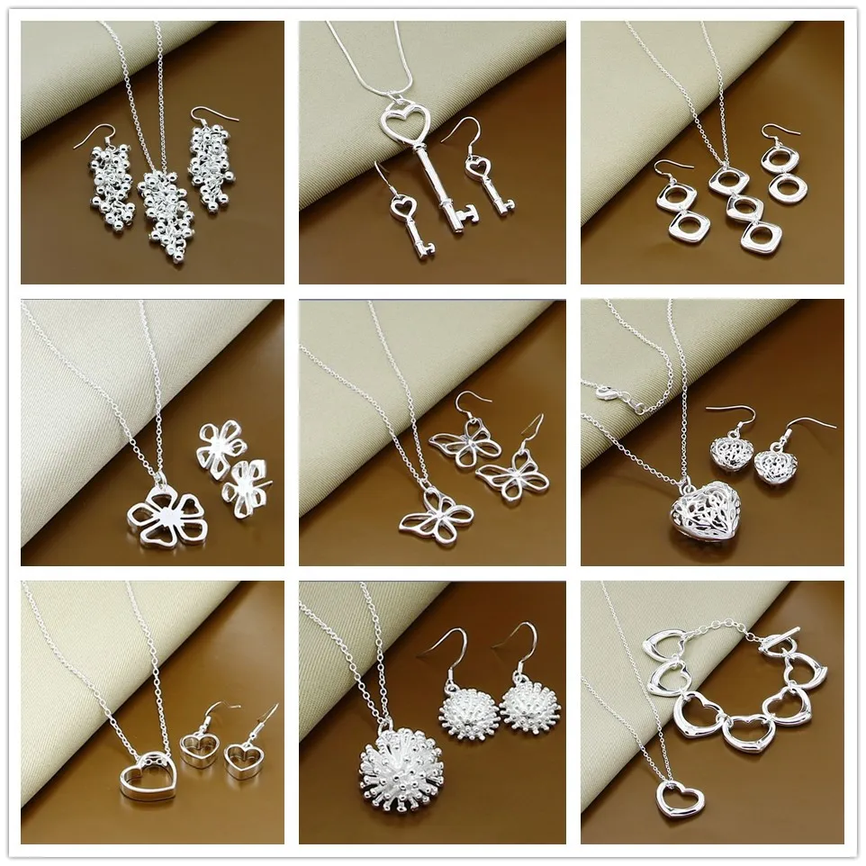 New Fashion 925 Sterling Silver Jewelry Sets Simple Fashion Insect Moon Round Ball Necklace Earrings Sets For Woman Gift