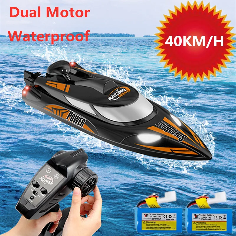 

40KM/H High Speed RC SpeedBoat Waterproof Dual Motor Racing Boat Anti-collision Water cooling Summer Water Play Toy Boy Gift Toy