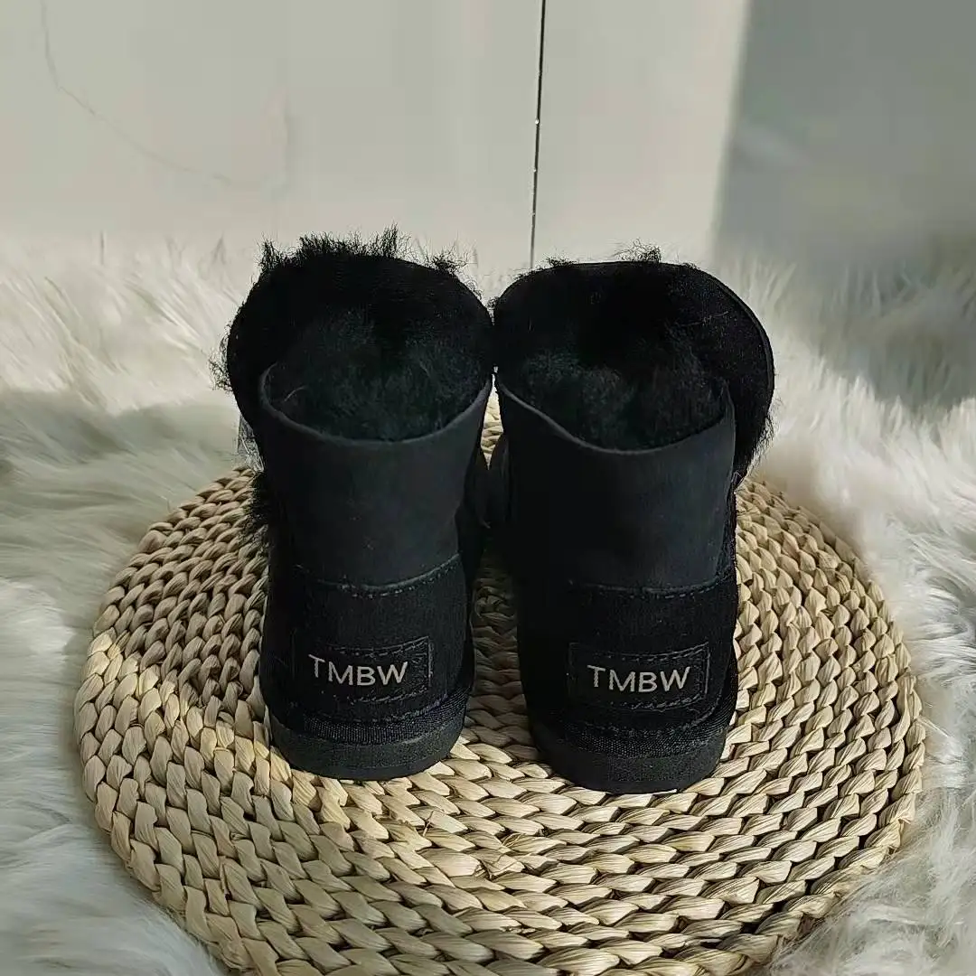 2022 New Real Sheepskin Fur Handmade Waterproof Girls Boots Winter Fur Warm Kids Snow Boots For Girls Brand Children Shoes