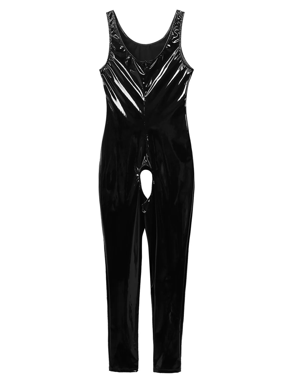 Womens Zentai Jumpsuit Sexy Porn Body Lingeries Latex Wet Look Leather Crotchless Lingerie Teddies Cosplay Clubwear Costumes