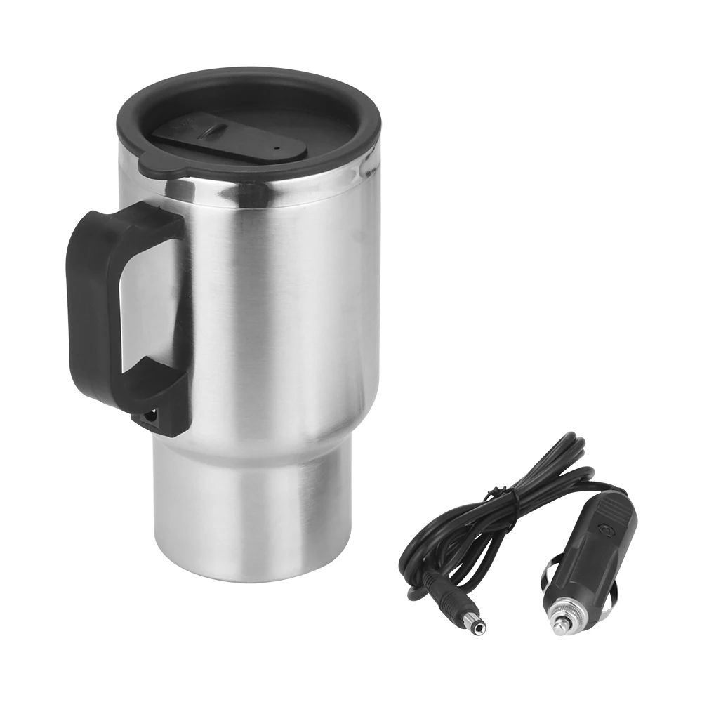 500ml 12/24v copo de aquecimento elétrico chaleira aço inoxidável aquecedor água garrafa para café chá beber viagem caminhão carro chaleira vip