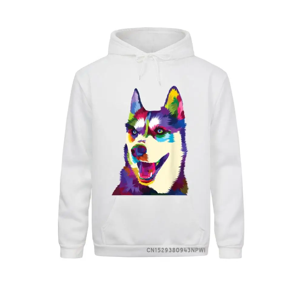 

Colorful Siberian Husky Geometric Bright Dog Abstract Draw Pullover Hip Hop Family Hoodies Thanksgiving Day Sweatshirts For Men