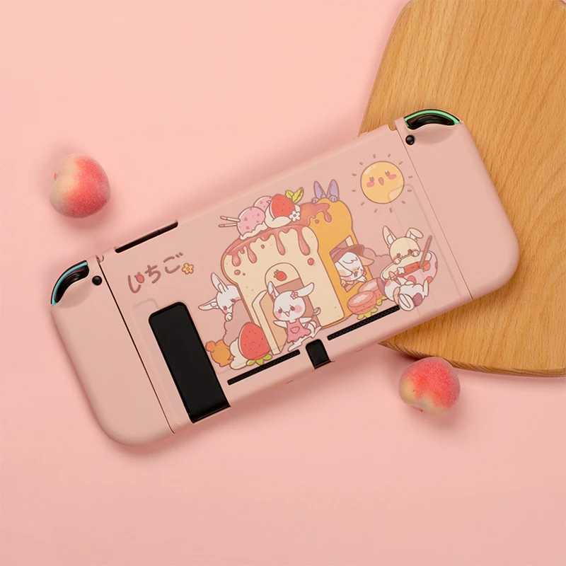 لطيف الأرنب الكرتون نينتندو التبديل واقية قذيفة Joy-con تحكم لينة غطاء من البولي يوريثان الحراري الوردي الحال بالنسبة نينتندو سويتش اكسسوارات