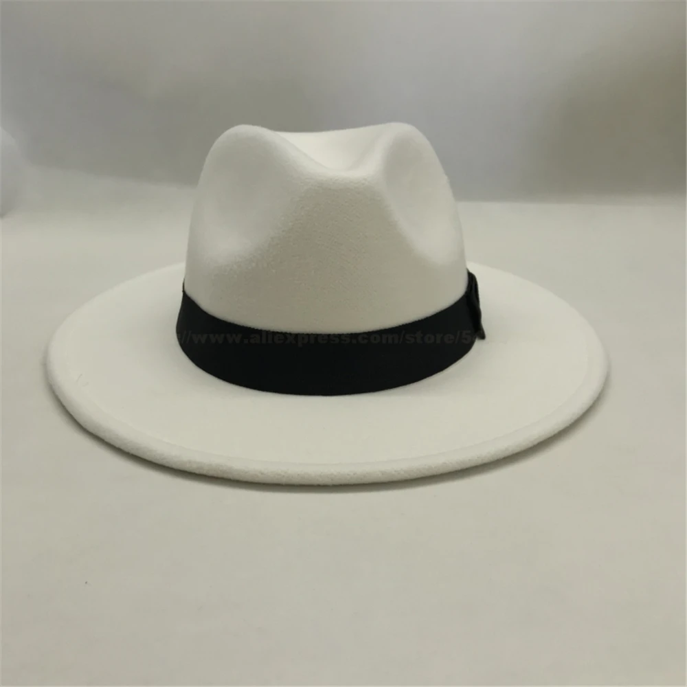 MJ Michael Jackson Billie Jean Hat Dangerous Classic Fedora White Woolen Hats Cap Party Costume Prop #03FZGSD0201