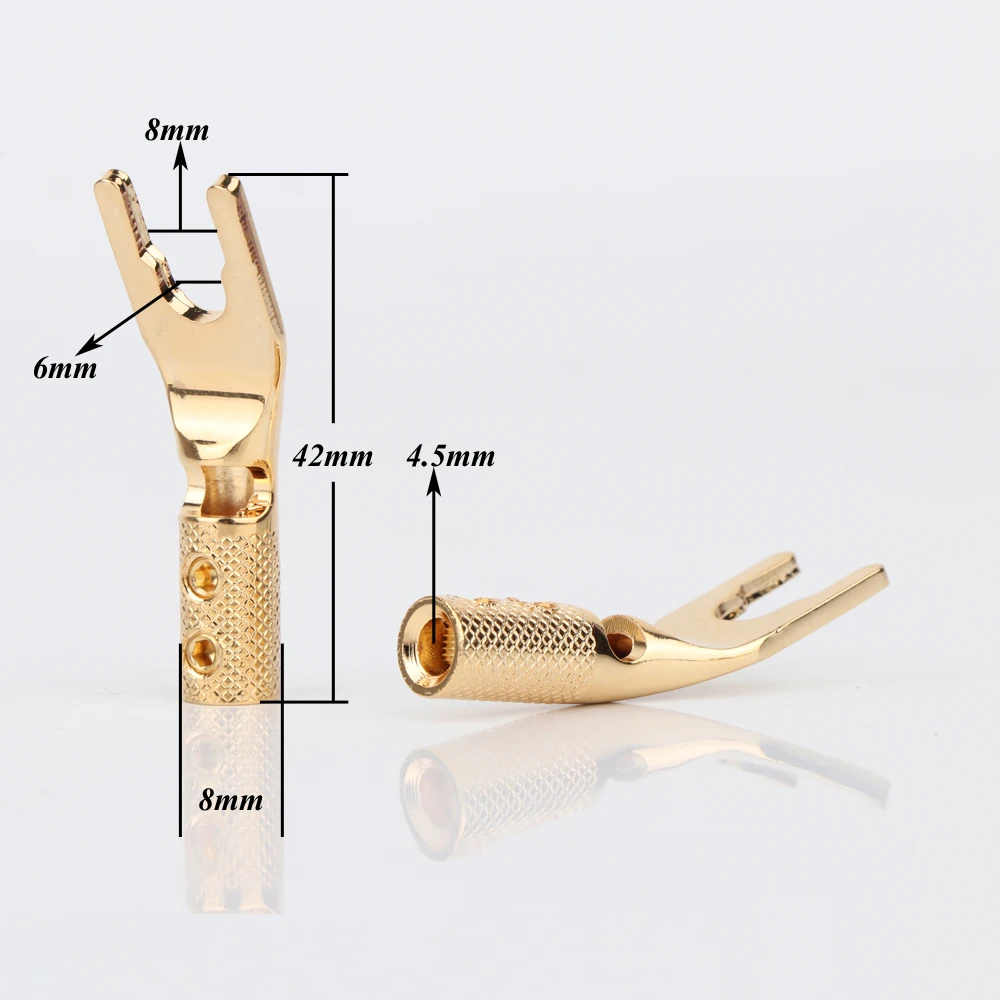 pure copper Y Spade Connector plug,Rhodium plated Fork connectors plug,loudspeaker cable connector plug ,speaker cable jack