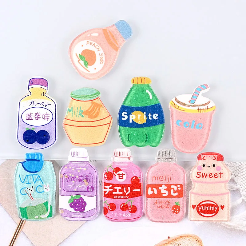 10/20Pcs Resin Drinks Charms Flatback Jelly Cartoon Milk Bottle Jewelry Findings For Earrings Keychain Diy Headware Accessories