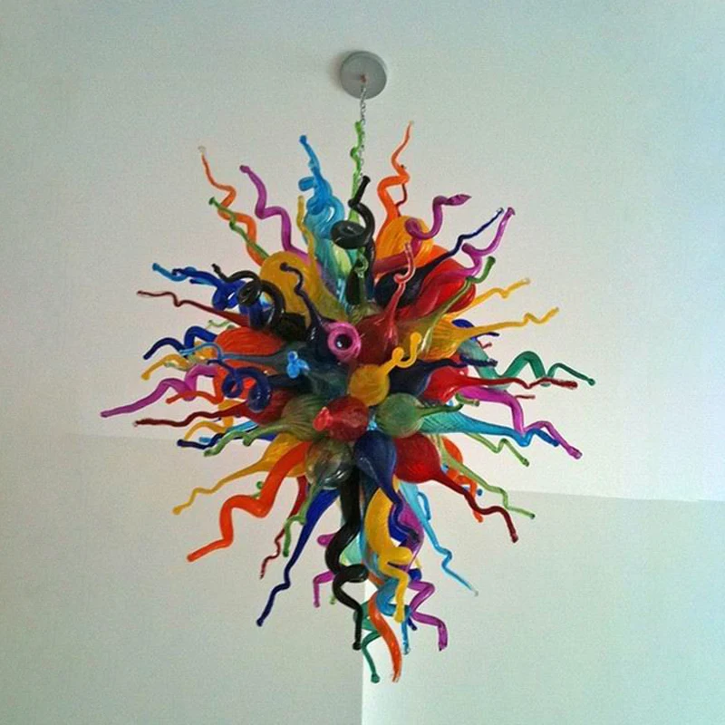 

Multi Color Hand Blown Glass Chandelier Hotel Lobby Art Decor American Chihuly Chandeliers Pendant Lamps LED Lights 70 by 100 CM