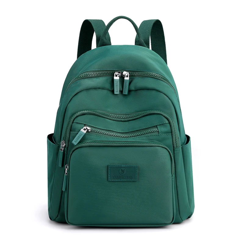 2022 New Dark Green Women\'s Backpack Waterproof Nylon Backpack Student School Bag Suitable For Girls\' Small Travel Rucksack