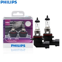 Philips 9006 HB4 VisionPlus 12V 55W P22d  Halogen Car Headlight VP +60% More Bright Light Auto Lamp Original Bulb 9006VPS2, 2X
