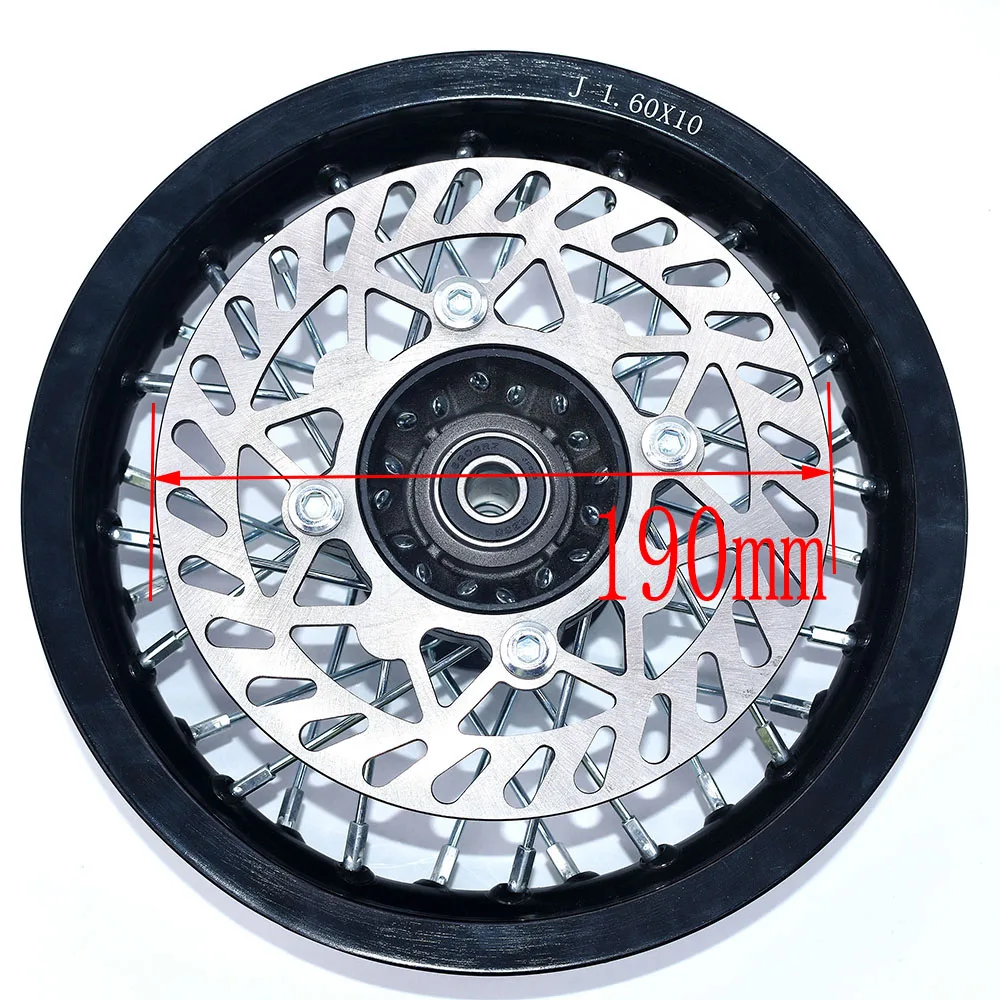 1.60-10 Inch Front Aluminum Alloy Wheel Rim with 190MM Brake Disc Plate Rotor 32 Spoke For Dirt Pit Bike Off-Road Motorcycle