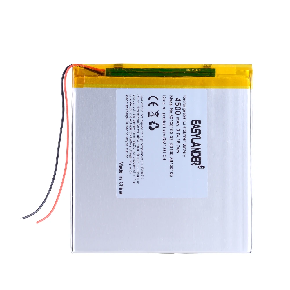 CE+Rohs 32100100 3.7V 4500mAh lithium polymer battery Fr COLORbook tr 801 texet TM-7858 lrbis TZ 82 7 inch 8 inch 9inch 33100100