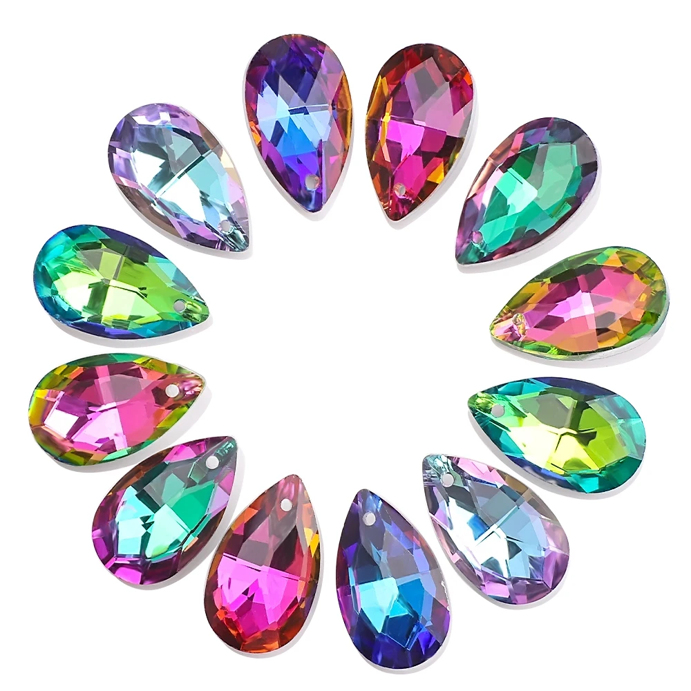 20 sztuk/partia Faceted szkło Teardrop koraliki niebieski 13x22mm urok kryształ spadek wisiorek dla DIY Making kobiet Earing biżuteria akcesoria