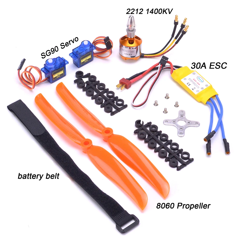 A2212 2212 1400KV / 2200KV Brushless Motor 30A ESC Motor SG90 9G Micro Servo 8060 Propeller for RC Fixed Wing Plane Helicopter