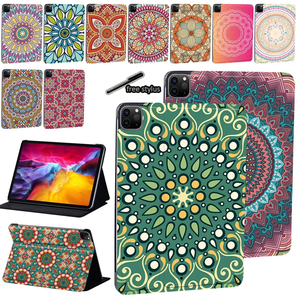 

For Apple IPad Pro 9.7" /Pro 2nd Gen 10.5" /Pro 11" 2018/2020 Mandala Print Series Pattern PU Leather Tablet Stand Cover Case