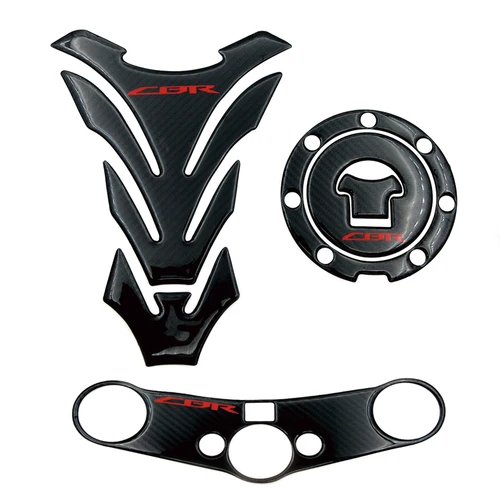 Calcomanías de fibra de carbono para motocicleta Honda CBR600RR CBR 600RR 2007-2016 2008 2009 2010 2011, almohadilla de tanque de combustible de Gas, pegatina de Triple abrazadera