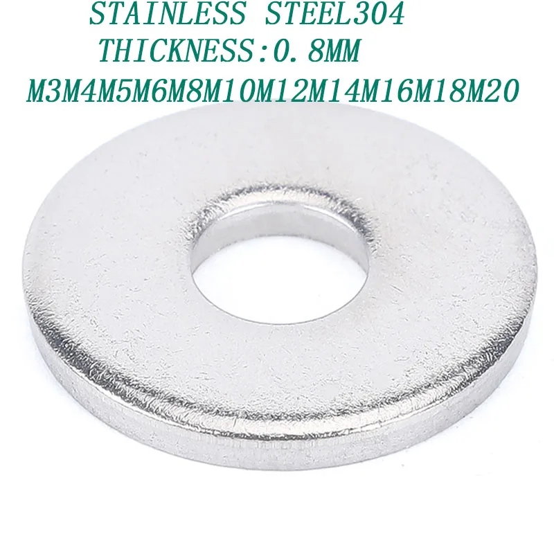 

thickness 0.8mm M3M4M5M6M8M10M12M14M16M18M20 stainless steel304 flat washers ultra thin shim flat gasket1219