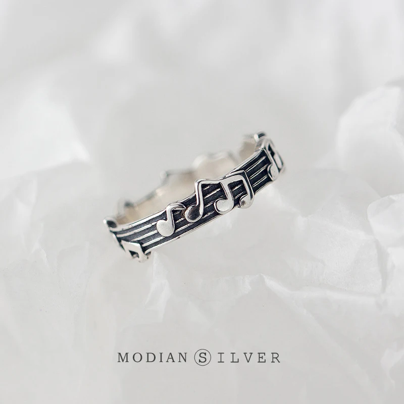 Modian – bague ajustable en argent Sterling 925, symboles musicaux Vintage, ouvert, bijou fin Original pour femmes