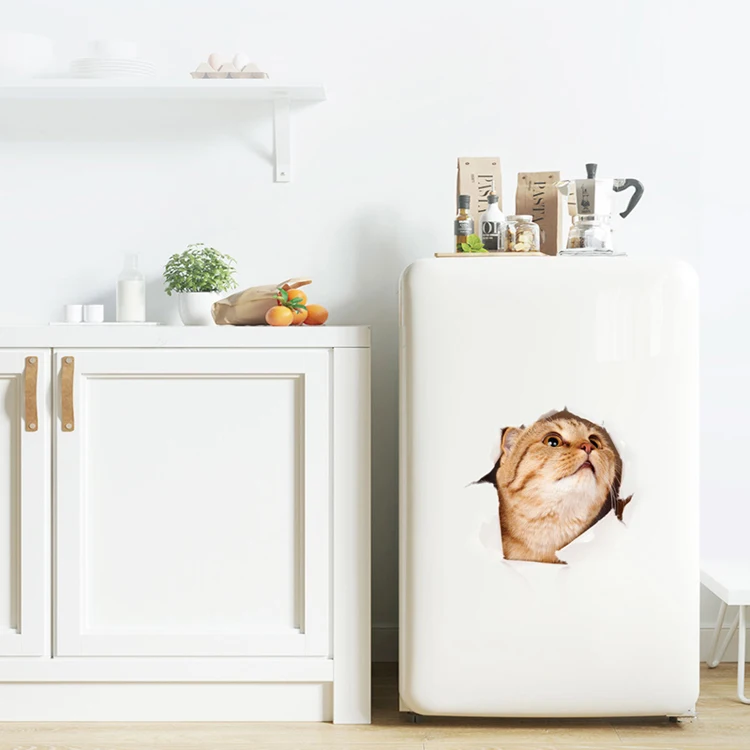 Niedlicher Welpen- und Kätzchen-Wandaufkleber, Badezimmer, Toilette, Schrank, Dekoration, Aufkleber, Raumhintergrund, Tapete, Katzen und Hunde, Heimwandbild – Detail 13